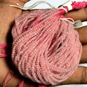 Perles de pierres précieuses en vrac de qualité naturelle en gros Quartz rose Rondelle forme micro facettes 8mm et 4mm tailles pour la fabrication de bijoux - Product Image 2