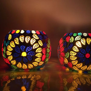 Bougeoirs amovibles Vintage en verre bleu, porte-bougies - Product Image 1