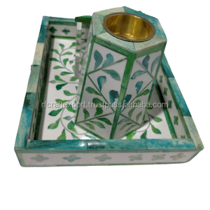 INSTALLATION D'OS FABRIQUÉE À LA MAIN ET PLATEAU D'INSTALLATION DE Vadrouille DUKHOON BRÛLEUR CENSER BOX BHAKHOOR DUKHOON MUBKHARA SET - Product Image 2