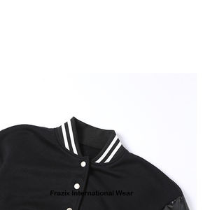 Hot Sale Women's Crop Baseball Coat New Printed Casual <b>Short</b> <b>Jackets</b> Cropped Varsity <b>Jacket</b> Embroidery Decoration Knitted - Product Image 5