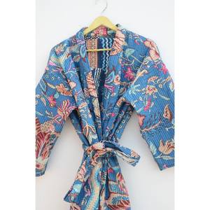 Indian 100% Cotton Jackets Floral Patchwork Print Jacket With Belt Handmade Winter Kantha Jacket <b>Coat</b> - Product Image 4