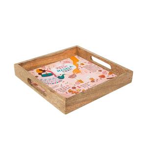 Hôtels, restaurants et cuisine à domicile pour servir les aliments Plateaux de service en bois avec incrustation d'os intérieur Plateau de service en bois - Product Image 2