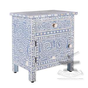 Buffet à incrustations florales bleues, design industriel polyvalent pour salon, salle à manger, maison, ferme, hôtel, école, bureau, hôpital - Product Image 4