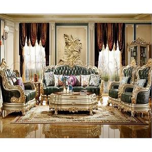 Ensemble de canapés de salon exclusif de style européen Ensemble de canapés sculptés en bois de style royal impérial Ensemble de canapés sculptés impériaux dorés - Product Image 1