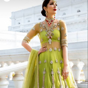 SUMMER FASHIONABLE INDIAN /PAKISTANI FLARED <b>TOP</b> LEHENGA DRESS Embellished DABKA, ZARI work for Wedding @ 2022 - Product Image 1