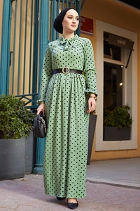 Vestido de lunares con lazo para mujer, ropa islámica, Abaya, caftán árabe, musulmán, moda islámica, calidad turca, nueva temporada - Product Image 4