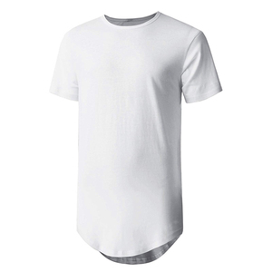 Camisetas informales de gran tamaño para hombre, ropa de calle urbana con dobladillo largo y cuello redondo, tallas personalizadas, producto OEM, venta al por mayor, 2023 - Product Image 1