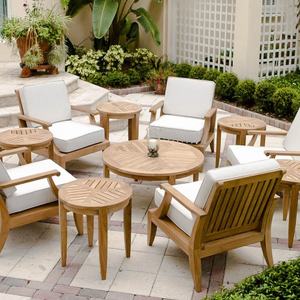 Conjunto de Muebles de Jardín de Madera de Teca Maciza con Sillones Profundos y Mesas de Centro Redondas para Jardín y Patio - Product Image 4