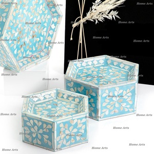 Đế Phục Vụ Bánh Cây Lau Nhà Ba Món Thủ Công Đế Nâng Màu Xanh Dương Hình Lục Giác Thiết Kế Tốt Nhất Khuôn Nhựa Epoxy - Product Image 2