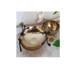 Wholesale Home Kitchenware Accessories Finest Quality Gold Plated Shiny Burner Bowl With <b>Lid</b> Latest Designer <b>Decorative</b> Bowl - Product Image 3