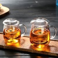Mug à thé en verre transparent résistant à la chaleur, facile à nettoyer, avec couvercle en verre et filtre à thé, 350/500 ml, infuseur à café pour la maison