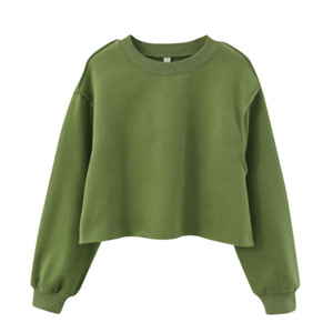 New Design <b>Sweatshirts</b> <b>Girls</b> Croptop <b>Hoodies</b> Pullover 100% Cotton Oversize Thermal <b>Sweatshirt</b> Women Oversized Crop Sweat Shirts - Product Image 3