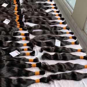 Mechones de pelo indio remy, pelo lacio suave y sedoso tejido, cabello Virgen sin procesar, cutícula, cabello indio sin procesar a granel - Product Image 2