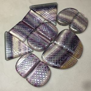 หินฟลูออไรต์คู่แกะสลักอัญมณีทรงหลังเบี้ยหลวมจี้เครื่องประดับขายส่งราคาต่อกรัมธรรมชาติ - Product Image 4