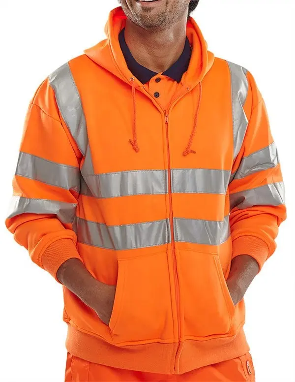 Hoge Zichtbaarheid Jas Veiligheid Bescherming Hi Vis Reflecterende Hoodie 100% Polyester Oranje Aangepaste Logo Geaccepteerd Fifo Sport Pk