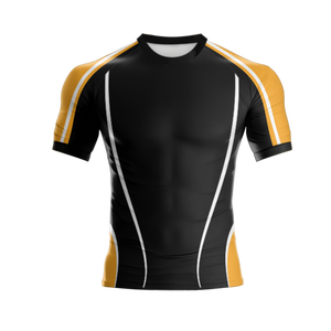 Maillot de rugby personnalisé jaune et noir grande taille avec logo sur mesure, antibactérien, séchage rapide, respirant, confortable, ensemble de tailles - Product Image 1