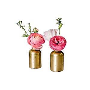 Vase à fleurs en métal couleur or Ensemble de deux vases à fleurs de forme ronde pour fête de mariage et occasion spéciale - Product Image 1