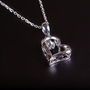 Vietnam 925 Sterling <b>Silver</b> Dancing Heart Pendant <b>Necklace</b> for Women Trendy Gold Cubic Zirconia <b>Diamond</b> Claw Setting for Gifts - Product Image 6