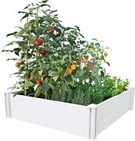 Cama de jardín elevada de plástico PVC y vinilo blanco con rejilla interna, macetero de flores de vinilo, venta al por mayor, nuevo estilo