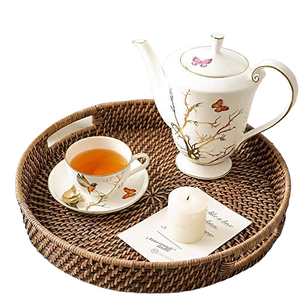 Plateau de service en rotin élégant pour fast-food, outil de cuisine idéal de grande taille de qualité supérieure, parfait pour les mariages et les cadeaux. - Product Image 1