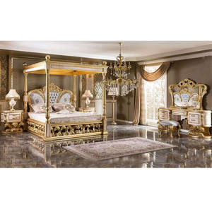 Ensemble de meubles de chambre à coucher à baldaquin de style victorien de luxe, style rococo français, ensemble de chambre à coucher à baldaquin traditionnel de taille Queen, Royaume-Uni - Product Image 1