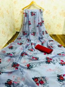 Les plus belles tenues de soirée georgette imprimé travail sari avec chemisier pièce femmes indiennes portent sari pas cher bas prix en gros surat ApparelGarment - Product Image 2