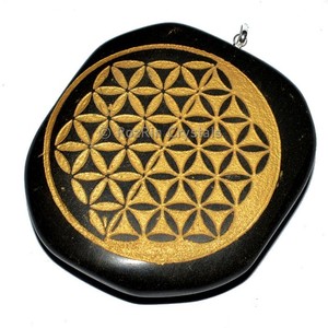 Buy Online Black Agate <b>Flo</b> wer of Life Pendant : Black Agate <b>Flo</b> wer of Life Pendant for Sale - Product Image 1