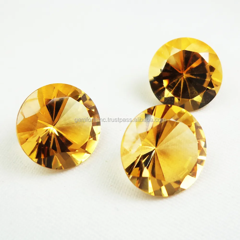 Citrine Gemstones in Round Shape Faceted Round Cut 5MM Size Loose Semi Precious High Quality Natural Round Citrine Gemstones