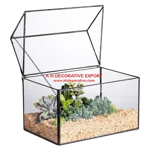 Glas Geometrische Terrarium Planter Container Tafelblad Grote Close Huis Vorm Doos Planter Voor Vetplant Moss Fern