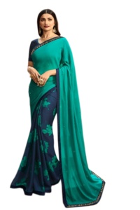 เสื้อส่าหรีพิมพ์ลายสีเขียวพร้อมด้วยเสื้อส่าหรีเครื่องแต่งกาย - Product Image 6