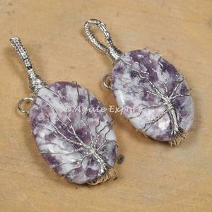 Lepidolite จี้ลวดเงินห้อยคอจาก kambhat ส่งออกอาเกต - Product Image 2