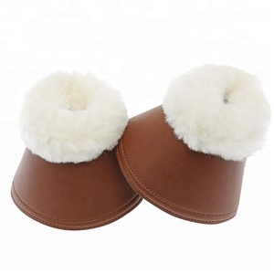 Shemax Horse Riding Equestrian High Quality Wholesale Custom All Colors Available Synthetic Leather Sheepskin Bell Boots | Brown - Product Image 3