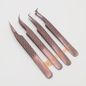 Pinzas para pestañas duraderas de precisión de acero inoxidable sostenible de Color oro rosa al por mayor logotipo personalizado gratis probado a mano para pestañas - Product Image 4