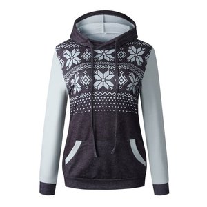 เสื้อฮู้ดผู้หญิง OEM แขนยาว พิมพ์ลาย มีกระเป๋า สำหรับฤดูหนาว - Product Image 2