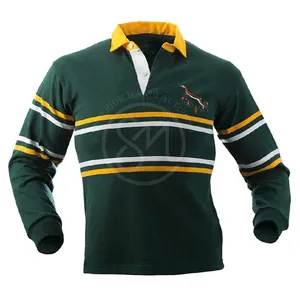 Maillot de Rugby traditionnel de l'afrique du sud, style rétro, unisexe, à manches longues, patch brodé, couleur verte, nouvelle collection