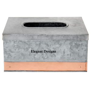 Cubierta de caja de pañuelos de Metal galvanizado elegante hecha a mano de alta calidad forma Rectangular decorativa diseño de lujo para uso doméstico hoteles - Product Image 1