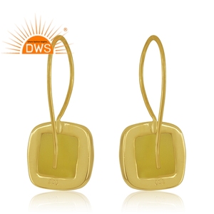 Magnifiques boucles d'oreilles en calcédoine jaune, bijoux plaqués or, boucles d'oreilles à crochet en argent 925, fournisseur de boucles d'oreilles, collection classique - Product Image 3