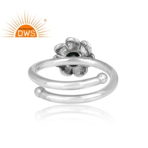Anillo de plata oxidada para mujer, diseño Floral, Gema Natural de ónix verde, fabricante de joyería - Product Image 4