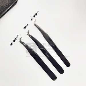 แหนบขนตาพลาสม่าสีดำแบบใช้มือทดสอบที่ยั่งยืนอุปกรณ์ต่อขนตาแบบญี่ปุ่นทำจากสเตนเลสที่แข็งแรงทนทานปริมาณระดับมืออาชีพ - Product Image 1