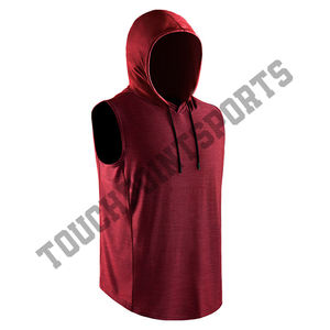 Vente en gros de vêtements de sport d'été pour hommes, débardeur en jersey 100% coton et sweat à capuche, couleur unie, t-shirt sans manches - Product Image 1