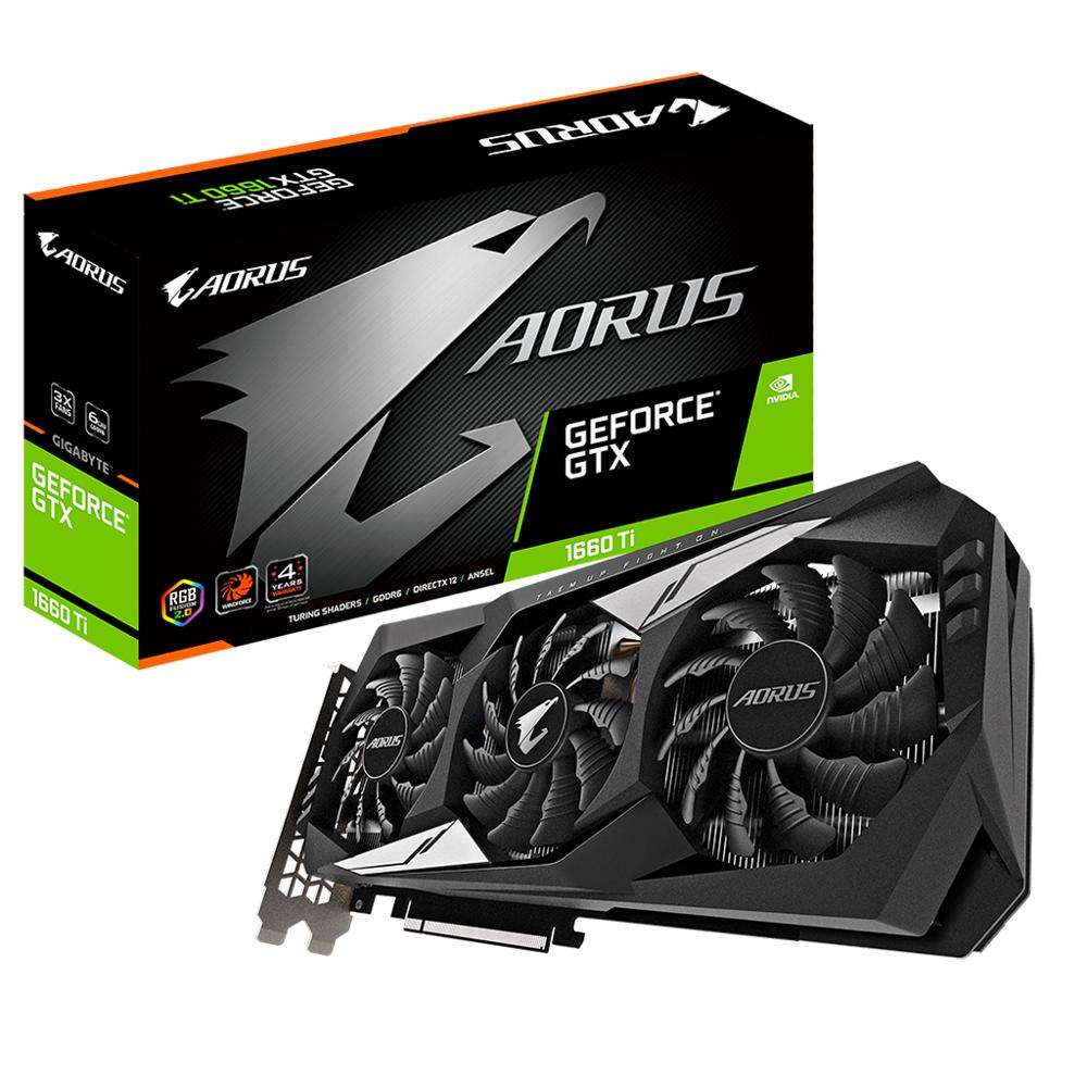 GIGABYTE NVIDIA AORUS GeForce GTX 1660 Ti 6G with 6GB GDDR6 192-bit Memory  Interface Support Overclocking (GV-N166TAORUS-6GD)