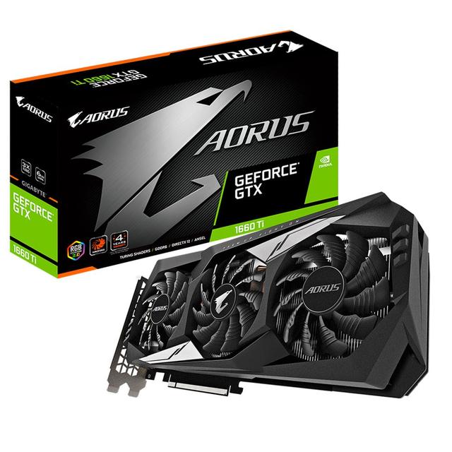 Used GIGABYTE AORUS GeForce GTX 1660 Ti 6G with 6GB GDDR6 192-bit Memory Interface Support Overclocking (GV-N166TAORUS-6GD)