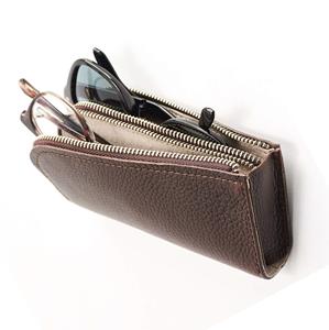 Faible QUANTITÉ MINIMALE DE COMMANDE Personnalisé Logo PU Étui à Lunettes En Cuir Fermeture Éclair Brun Couleur Lunettes De Soleil Cas - Product Image 1
