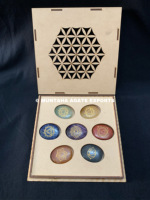Lot de 7 Pierres de Cristal Chakra en Gros, Coffret Cadeau Gravé Chakra Sanskrit, Qualité Premium AAA, AGATE MUNTAHA pour Mariage et Fêtes