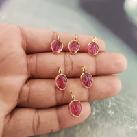Colgantes de fiesta de turmalina rosa con baño de rodio y oro sobre plata de ley, grado AAA, con diseño de hoja tallada y engaste de bisel, para piedra de nacimiento