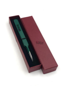 Pince à épiler à revêtement en poudre vert Kelly en acier inoxydable Pro pour extension de cils droits Instruments de beauté de haute qualité avec logo personnalisé - Product Image 3