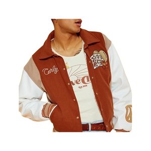 Varsity แจ็คเก็ตเบสบอลแขนยาวสำหรับผู้หญิง,เสื้อแจ็คเก็ตลำลองพิมพ์ลายแบบสั่งทำ - Product Image 3