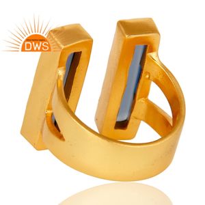 Bague Buggete en Chalcédoine Bleue Naturelle Plaqué Or de Haute Qualité 2026 pour Conception Personnalisée, Fabricant de Bijoux de Mode - Product Image 4