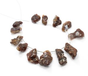 Perles brutes d'agate de feu mexicaine naturelle, forme fantaisie, qualité AAA, pour la fabrication de bijoux, 17x10MM-26x12MM - Product Image 3