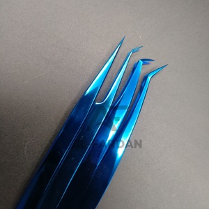 Pinzas con Logotipo Personalizado para Extensión de Pestañas, Color Azul Plasma, Acero Inoxidable Sólido, Agarre Suave, Punta Sin Fibra - Product Image 4